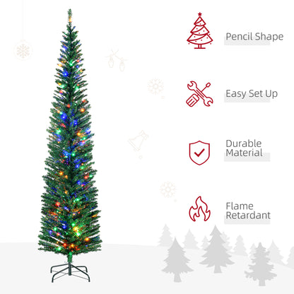 7.5' Artificial Pencil Christmas Trees Holiday Decoration with Colourful LED Lights, Steel Base, Skinny Shape Pencil Christmas Trees   at Gallery Canada