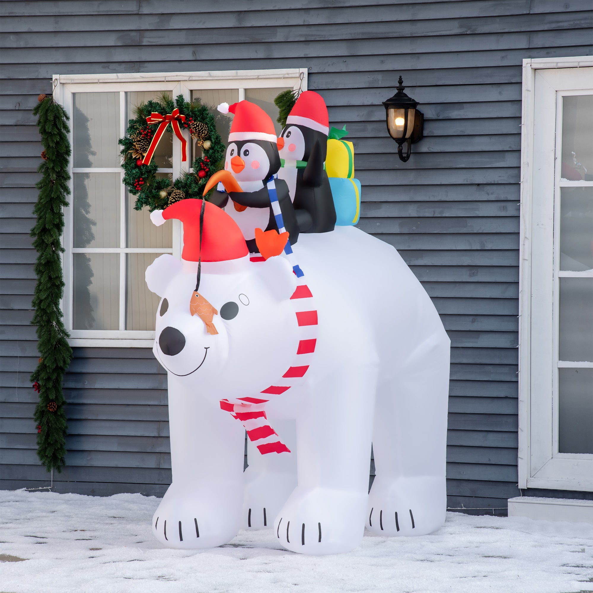 7ft Christmas Decoration with Polar Bear and Two Penguins Inflatable Santa Decor Easy Set-Up Blow UP Decoration for Holiday Yard Christmas Inflatables   at Gallery Canada