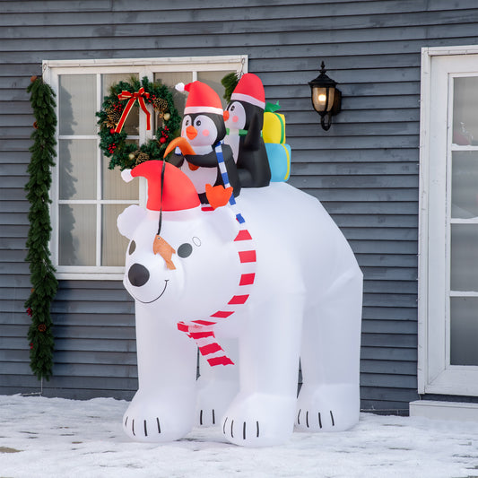 7ft Christmas Decoration with Polar Bear and Two Penguins Inflatable Santa Decor Easy Set-Up Blow UP Decoration for Holiday Yard - Gallery Canada