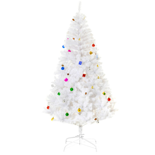 5.9ft Artificial Christmas Tree Xmas Holidays Décor with Ornament White