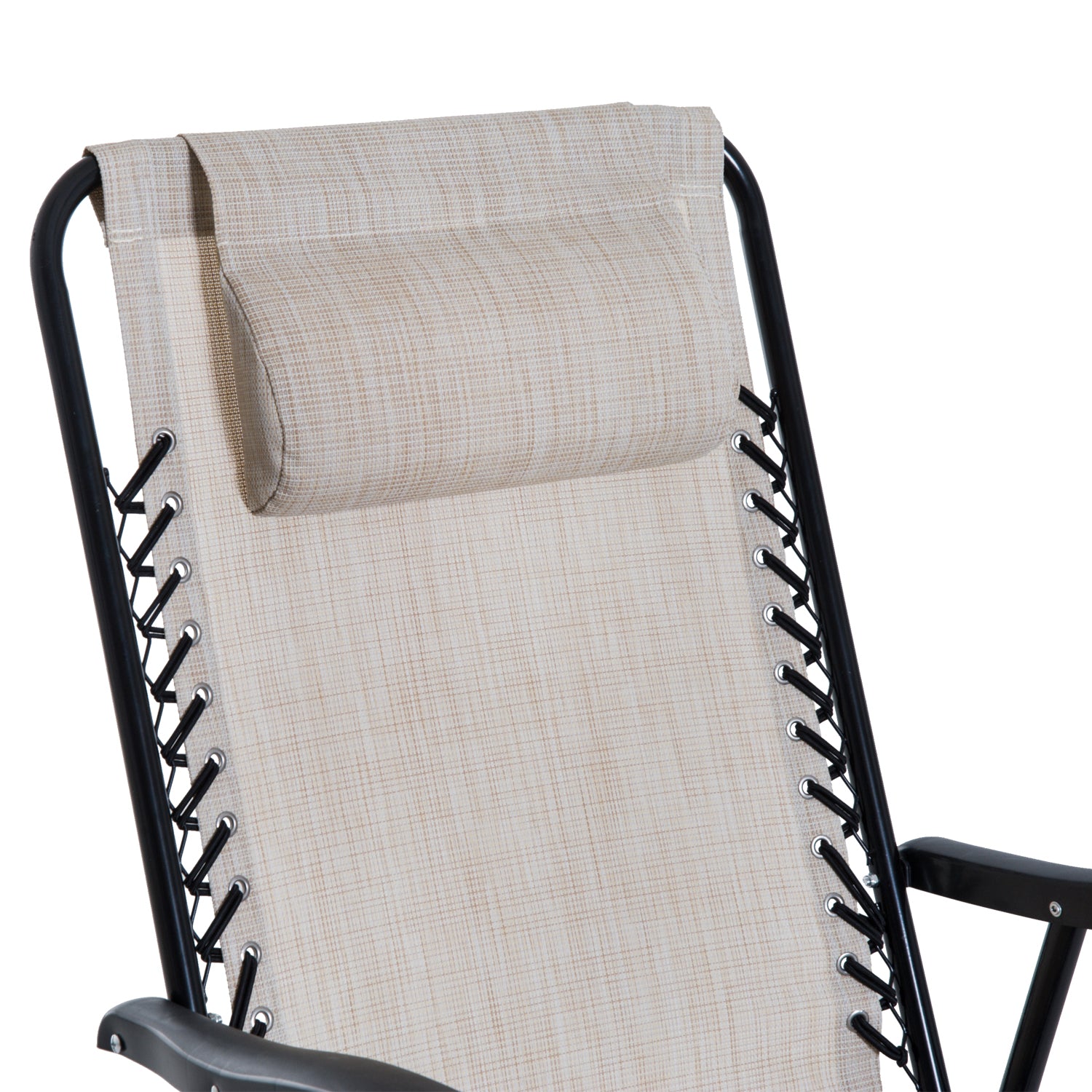 Foldable Patio Rocking Chair Set with Table, Mesh Seat & Headrest, Cream Outdoor Rocking Chairs   at Gallery Canada