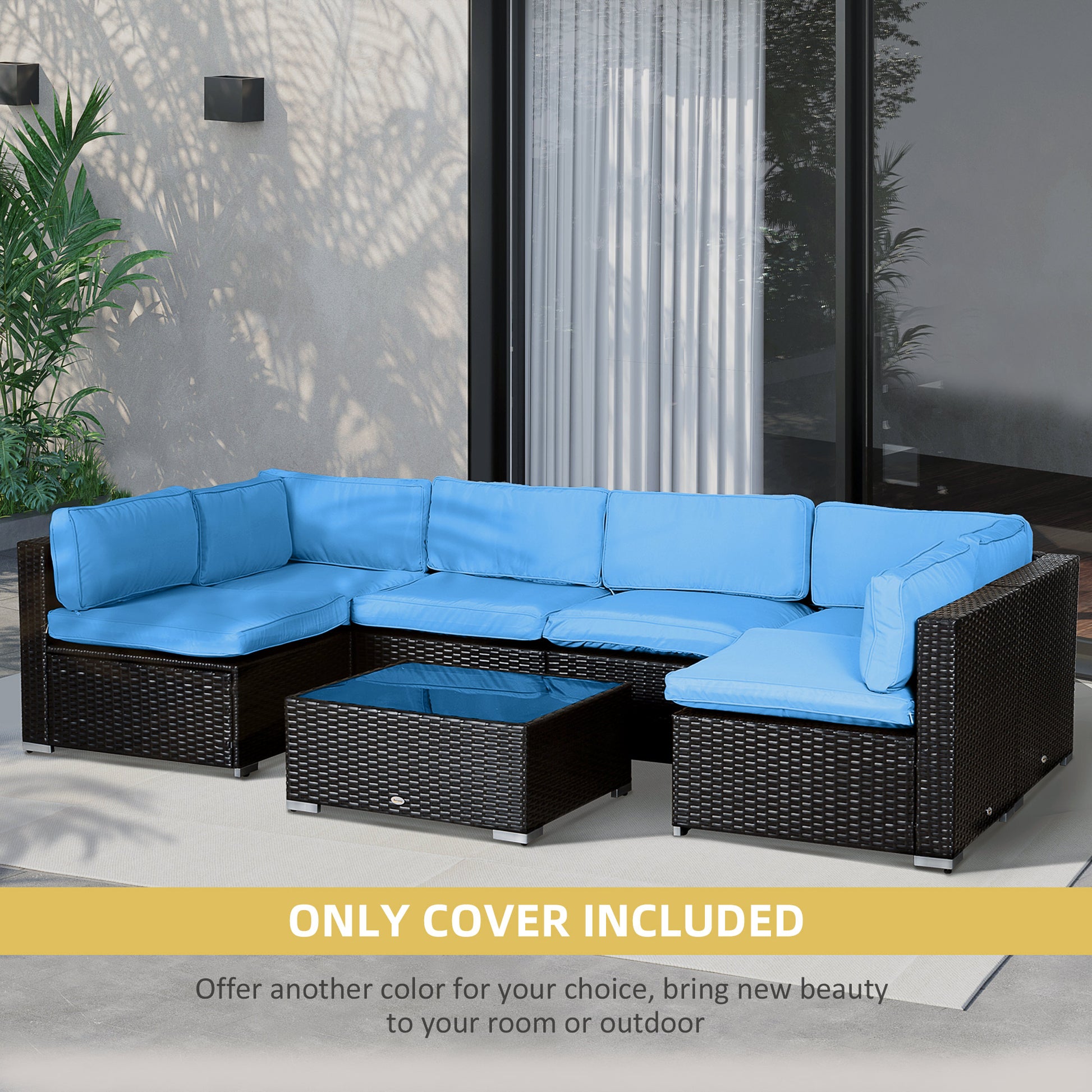 Outdoor 14pc Patio Rattan Sofa Set Cushion Polyester Cover Replacement Set - No Cushion Included Turquoise Patio Chair Cushions   at Gallery Canada