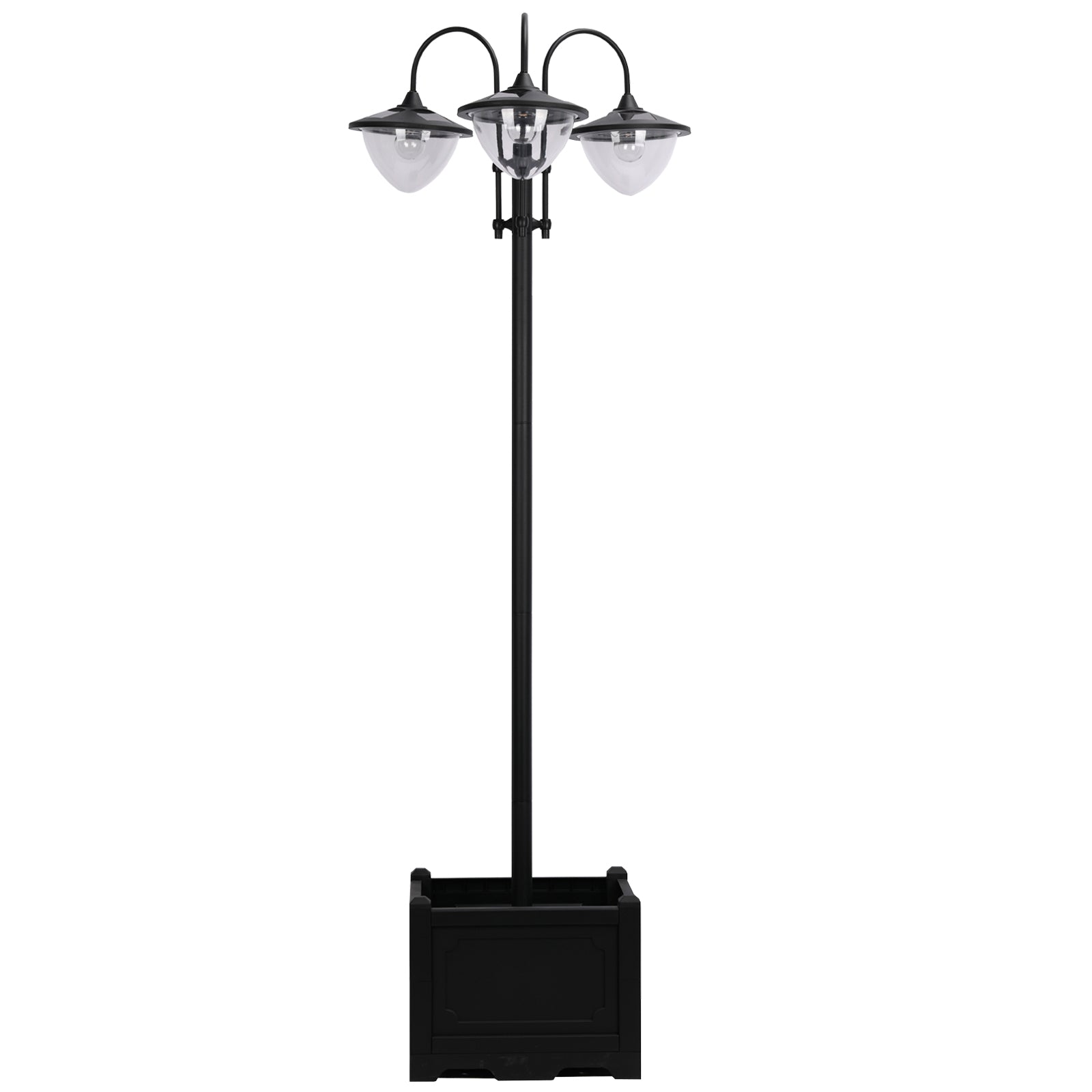 3-head LED Solar Light Lamp Street Light Post with Planter, Solar-powered Lamp Post, Black Solar Post Lamps Black  at Gallery Canada