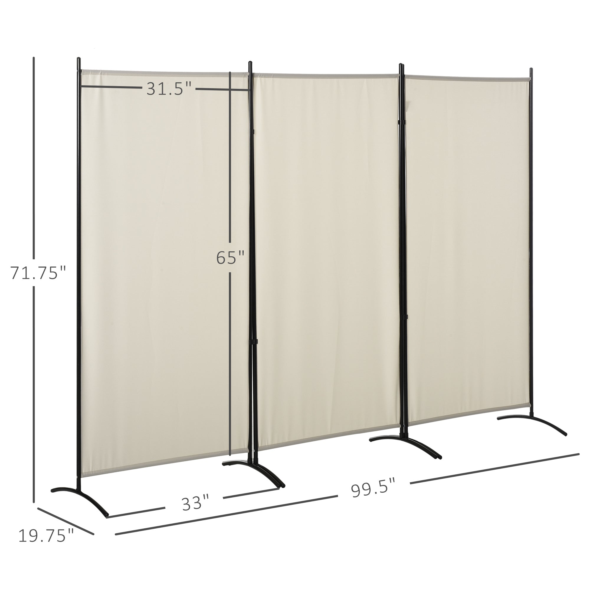 3-Panel Folding Room Divider, Privacy Screen, Indoor Separator Partition for Bedroom, Office, 100