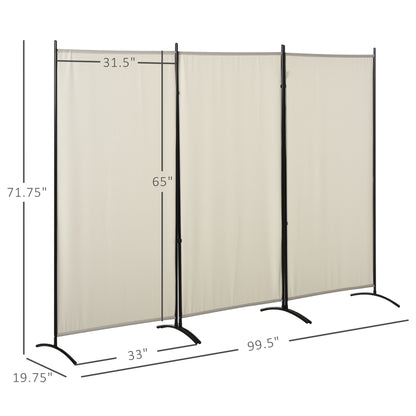 3-Panel Folding Room Divider, Privacy Screen, Indoor Separator Partition for Bedroom, Office, 100"x72", Beige Room Dividers   at Gallery Canada