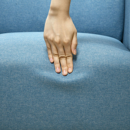 Armchair, Fabric Accent Chair, Modern Living Room Chair with Wood Legs and Rolled Arms for Bedroom, Blue Single Sofas   at Gallery Canada