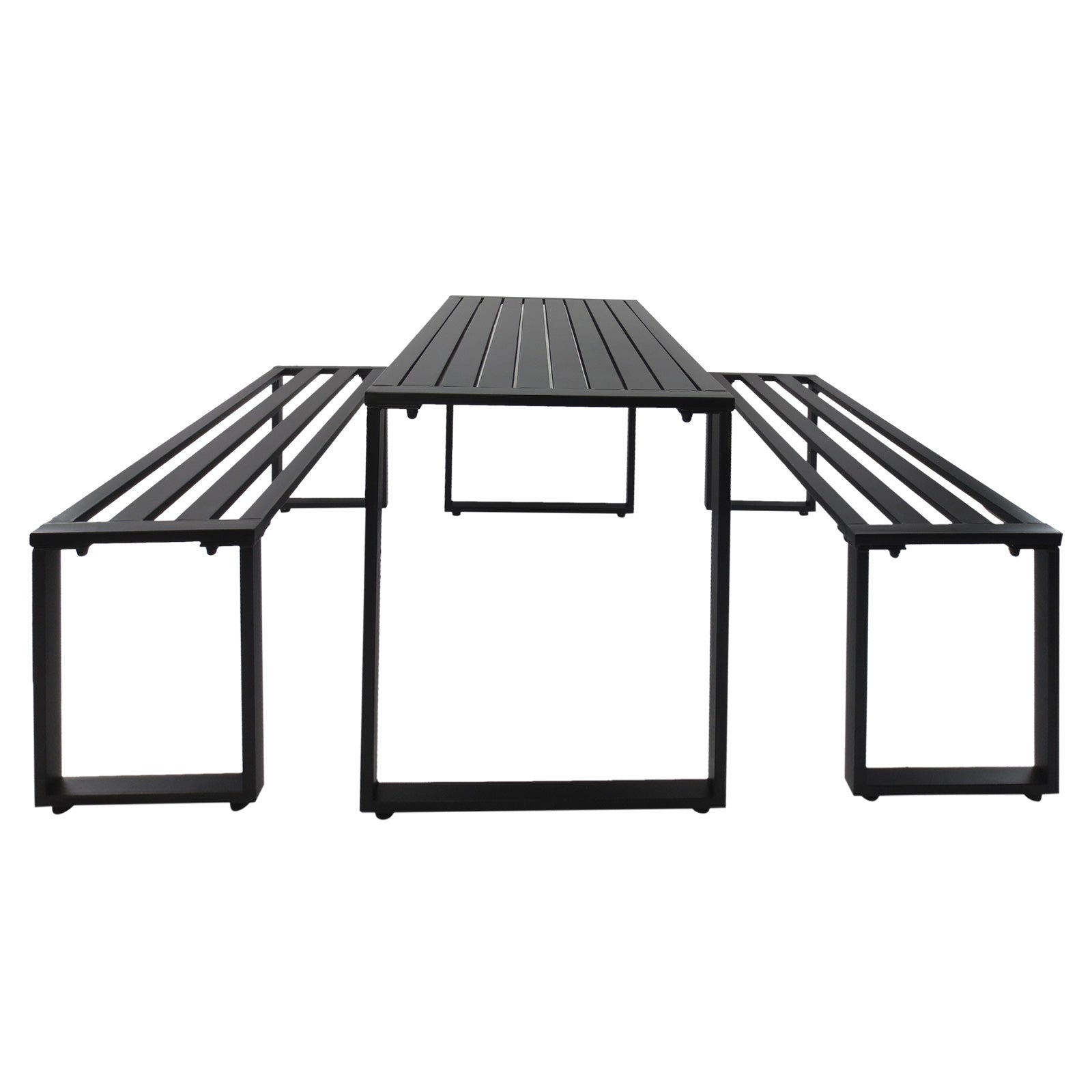 3 Pieces Outdoor Metal Picnic Table Set with 2 Benches, for Garden, Patio, Black Picnic Tables & Camping Chairs Black  at Gallery Canada