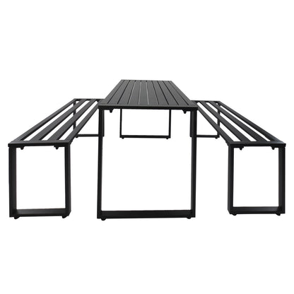 3 Pieces Outdoor Metal Picnic Table Set with 2 Benches, for Garden, Patio, Black Picnic Tables & Camping Chairs Black  at Gallery Canada