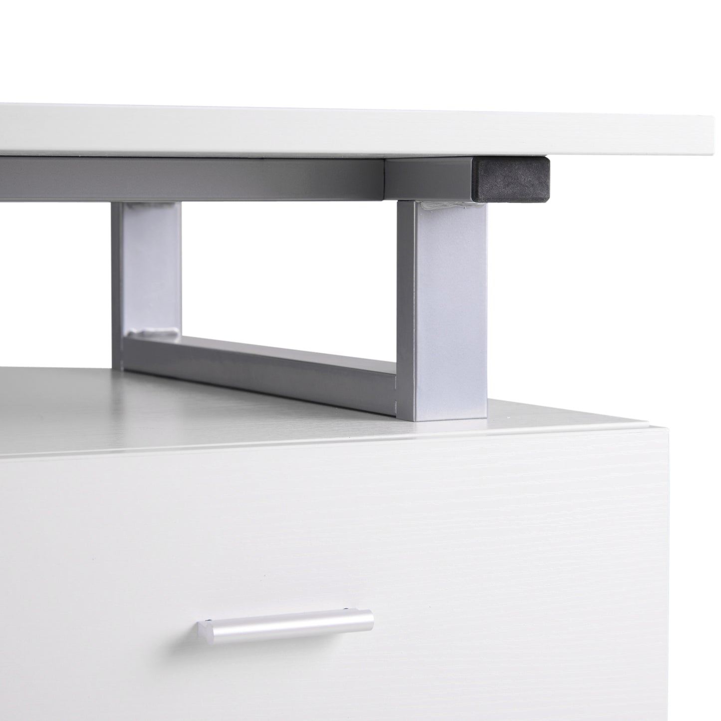 47" L Computer Desk Writing Table Workstation with Multi-Use Reversible File Drawers Metal Frame Home Office Furniture, White Writing Desks   at Gallery Canada