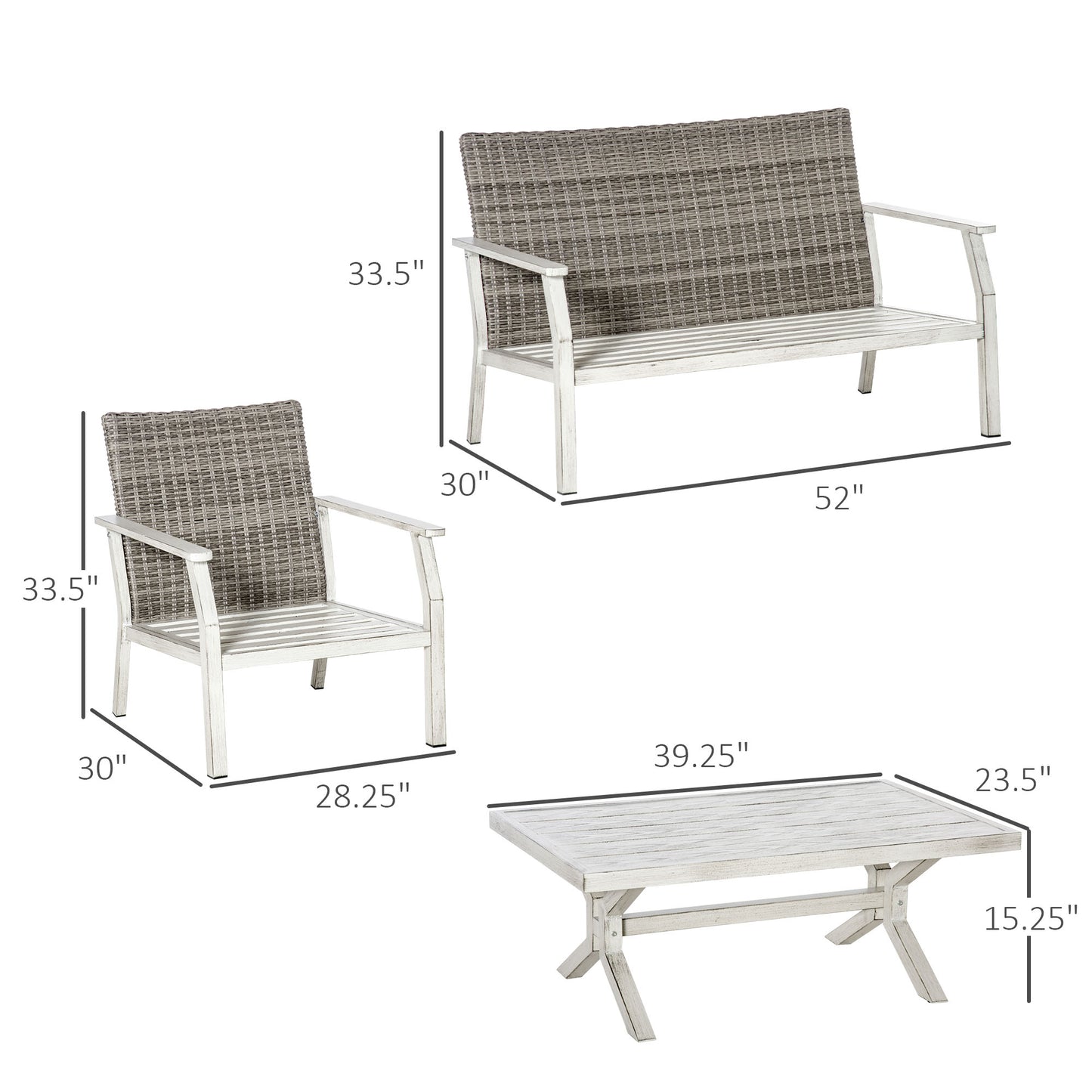 4 Pieces Patio Furniture Set with Cushions, Outdoor Wicker Conversation Sofa Sets, Aluminum Frame Sofa Sets for Backyard, Poolside, Garden, Beige Patio Furniture Sets   at Gallery Canada
