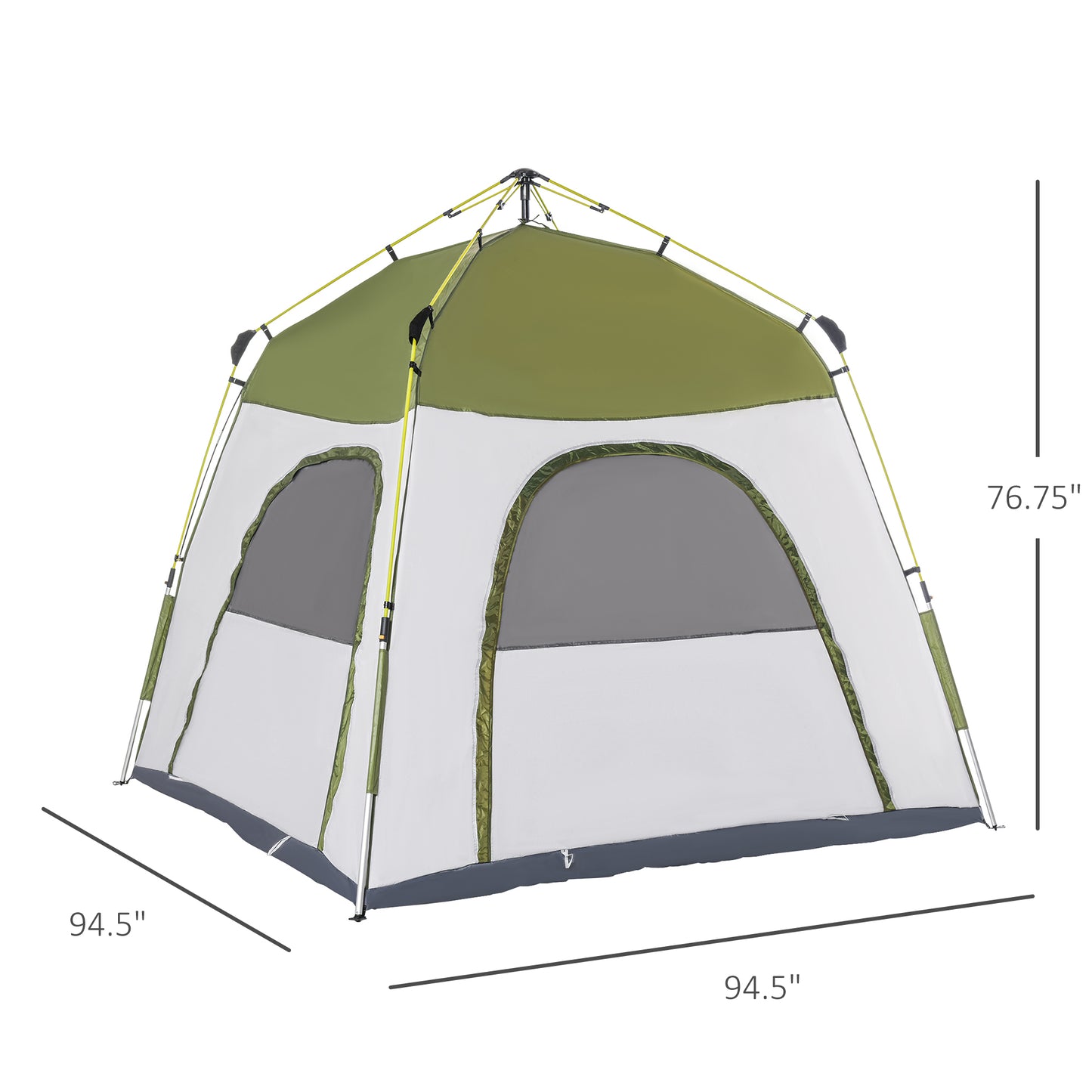 Pop Up Camping Dome Tent Portable with 4 Doors and 4 Windows for 4 Person, Green Camping Tents   at Gallery Canada