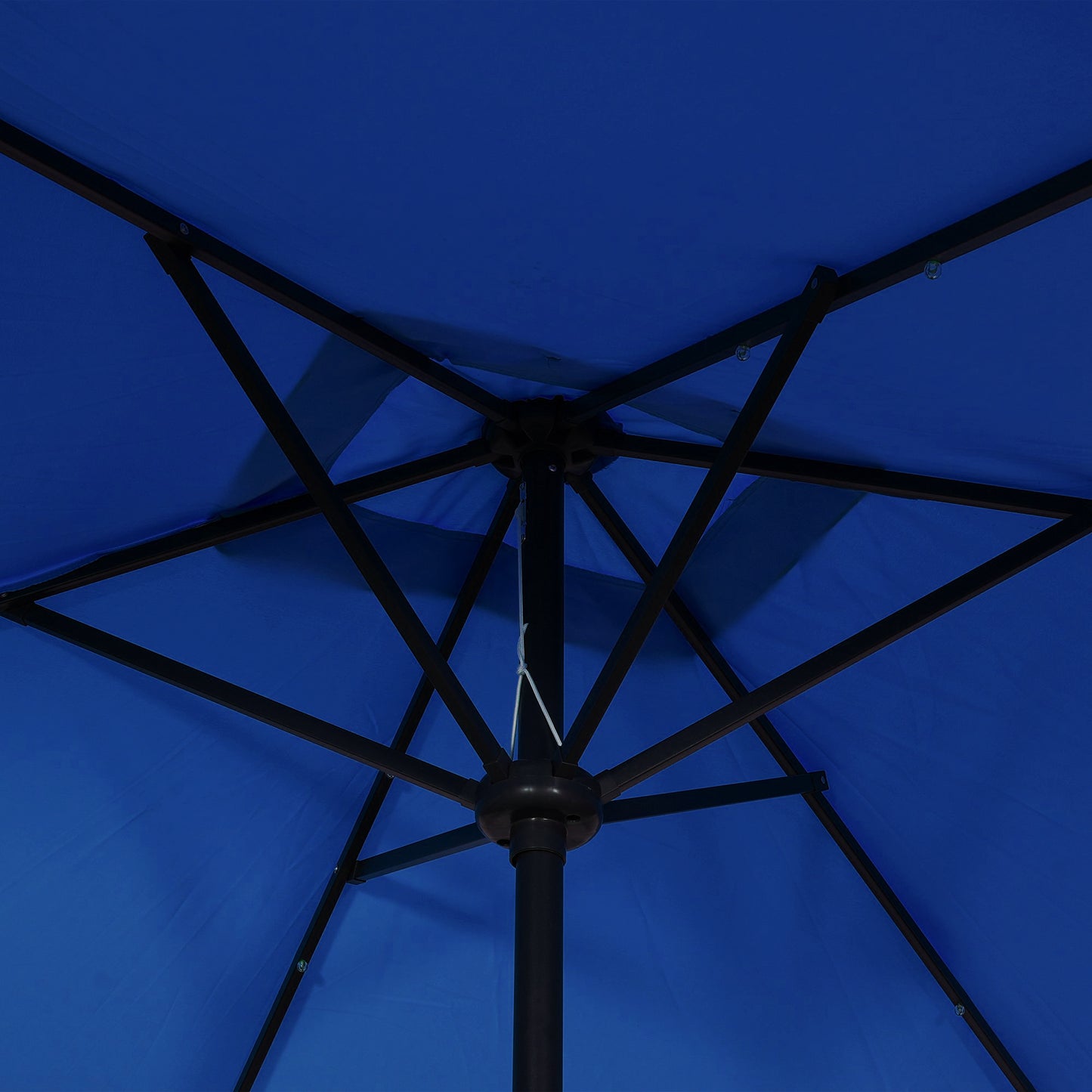 6' x 10' Patio Umbrella with 35 LED Solar Lights and Tilt, Rectangular Outdoor Table Umbrella with Crank, Dark Blue Sun Umbrellas   at Gallery Canada