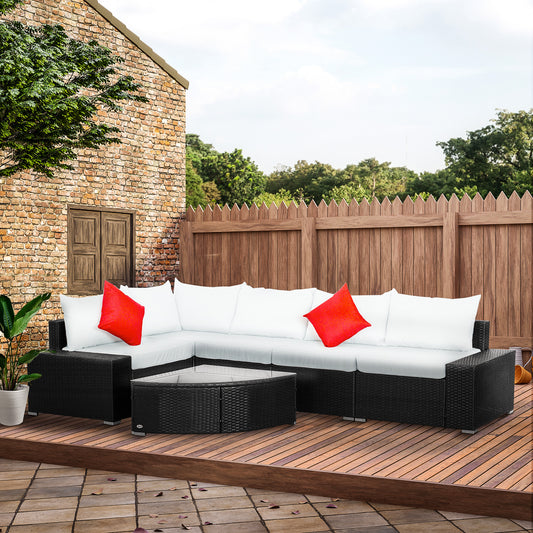 6 Piece Outdoor Wicker Furniture Set Patio Cushioned Rattan Sofa Chiars Table Patio Furniture Sets Multi Colour  at Gallery Canada