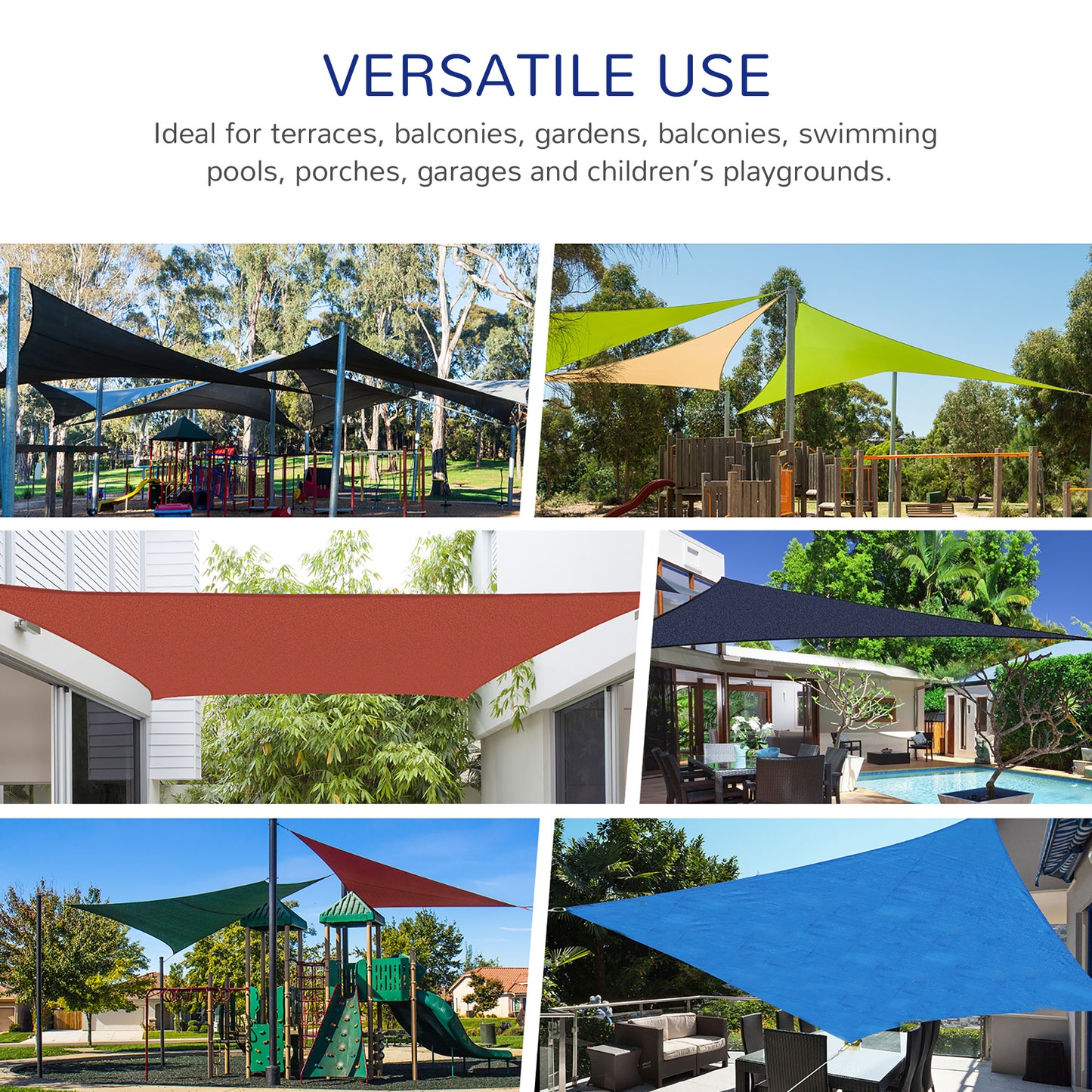 Rectangle 20'x 16' Sun Shade Sail Top Cover Fabric Outdoor Shelter Backyard Window Garden Carrying Bag Blue Shade Sails   at Gallery Canada