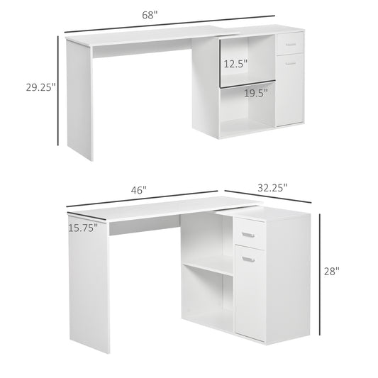 360° Rotating Corner Desk Computer Table w/ Storage Cabinet Shelf Student Study Writing Desk Home Office Furniture White Writing Desks White  at Gallery Canada