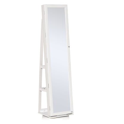 360° Swivel Jewelry Cabinet, Mirror Armoire, Full Length Mirror, Lockable Jewelry Organizer with Built-In Small Mirror, White Jewelry Armoire & Jewellery Mirror Cabinets White  at Gallery Canada