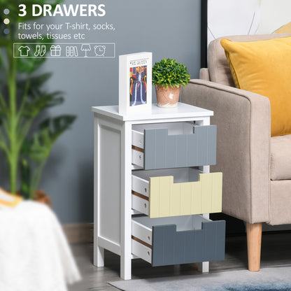 Bedside Table with 3 Drawers, Tall Nightstand for Bedroom, Modern Side Table with Storage, Multi-Colour Storage Cabinets   at Gallery Canada