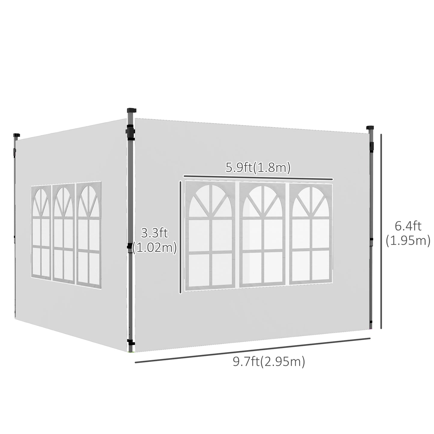 Side Panels, Sidewalls Replacement with Window for 9.8' x 9.8' or 9.8' x 13.1' Pop Up Canopy, 2 Pack, White Gazebo Canopy Replacement   at Gallery Canada