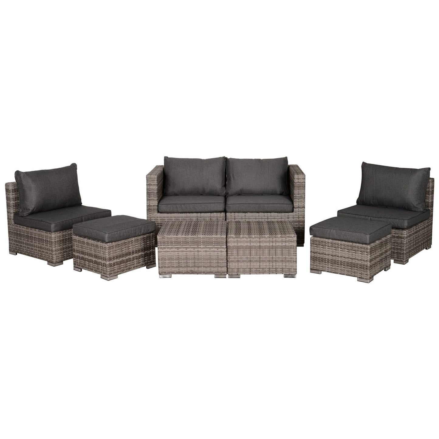 8-Piece Outdoor Wicker Patio Furniture Set with Reclining Seats and Table, Grey Patio Furniture Sets   at Gallery Canada