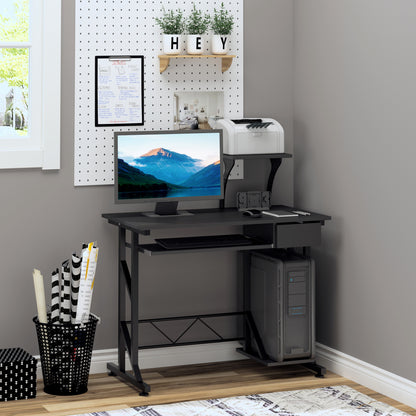 Computer Desk with Keyboard Tray, Writing Desk with Drawer, Workstation for Home Office, Black (35.4"Lx19.7"Wx37.4"H) Computer Desks   at Gallery Canada