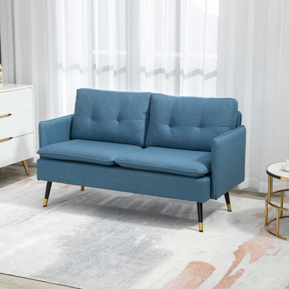 55" Loveseat Sofa for Bedroom, Modern Love Seats Furniture with Button Tufting, Upholstered Small Couch for Small Space, Dark Blue 2-Seater Sofas   at Gallery Canada