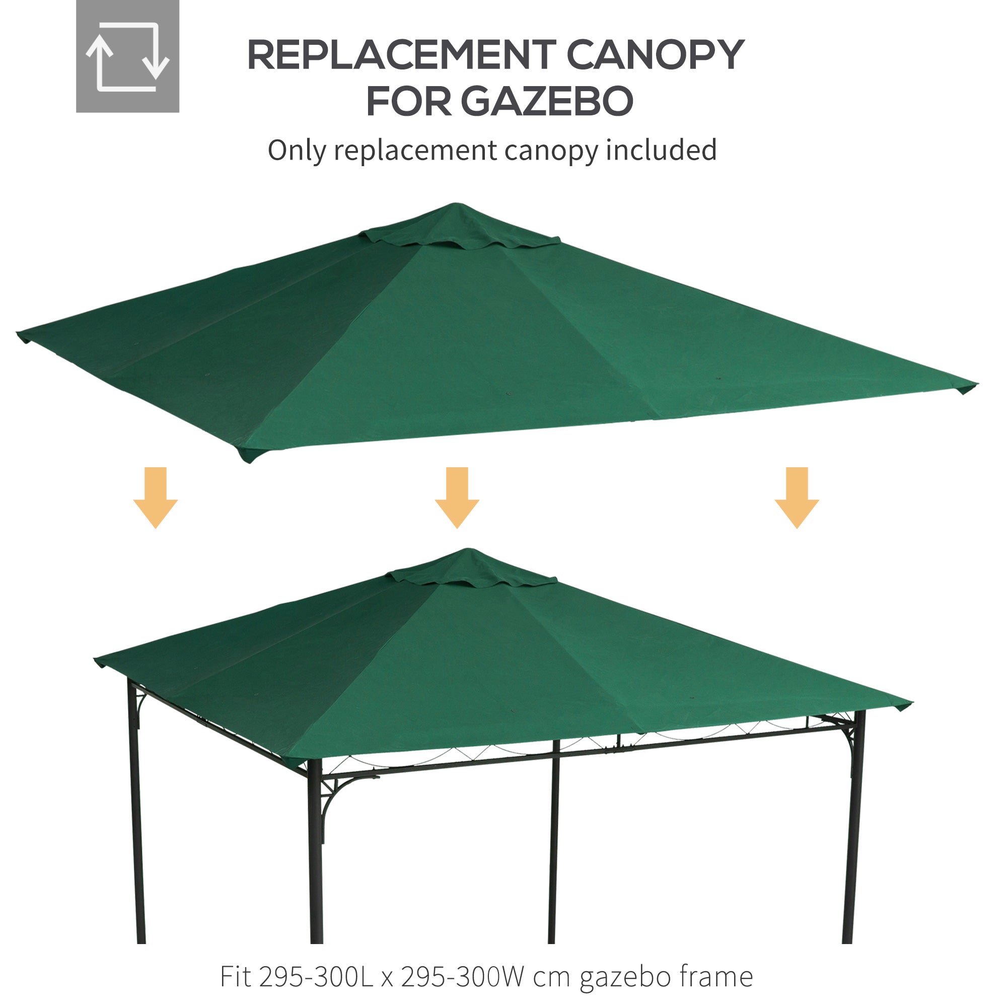 9.8' x 9.7' Square Gazebo Canopy Replacement UV Protected Top Cover Sun Shade Green Gazebo Canopy Replacement   at Gallery Canada