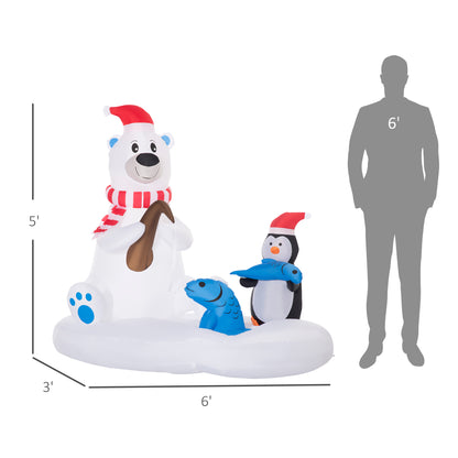 6ft Christmas Inflatable Polar Bear and Penguin with Santa's Hat Fishing on Board, Blow-Up Outdoor LED Yard Display for Lawn Garden Party Christmas Inflatables   at Gallery Canada