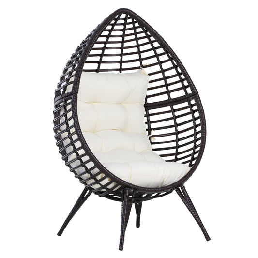 352lbs Capacity Egg Chair, Rattan Wicker Lounge for Indoor/Outdoor, Coffee Brown Patio Chairs Multi Colour  at Gallery Canada