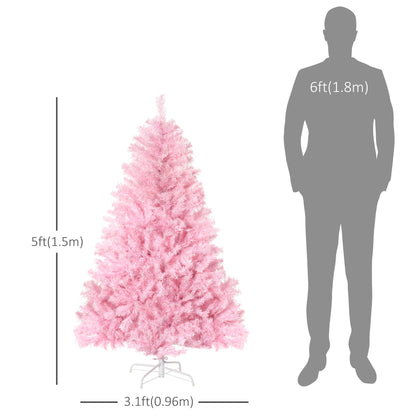 5' Artificial Pink Christmas Tree with Auto Open, Steel Base, Wide Shape for Indoor Xmas Decoration Artificial Christmas Trees   at Gallery Canada