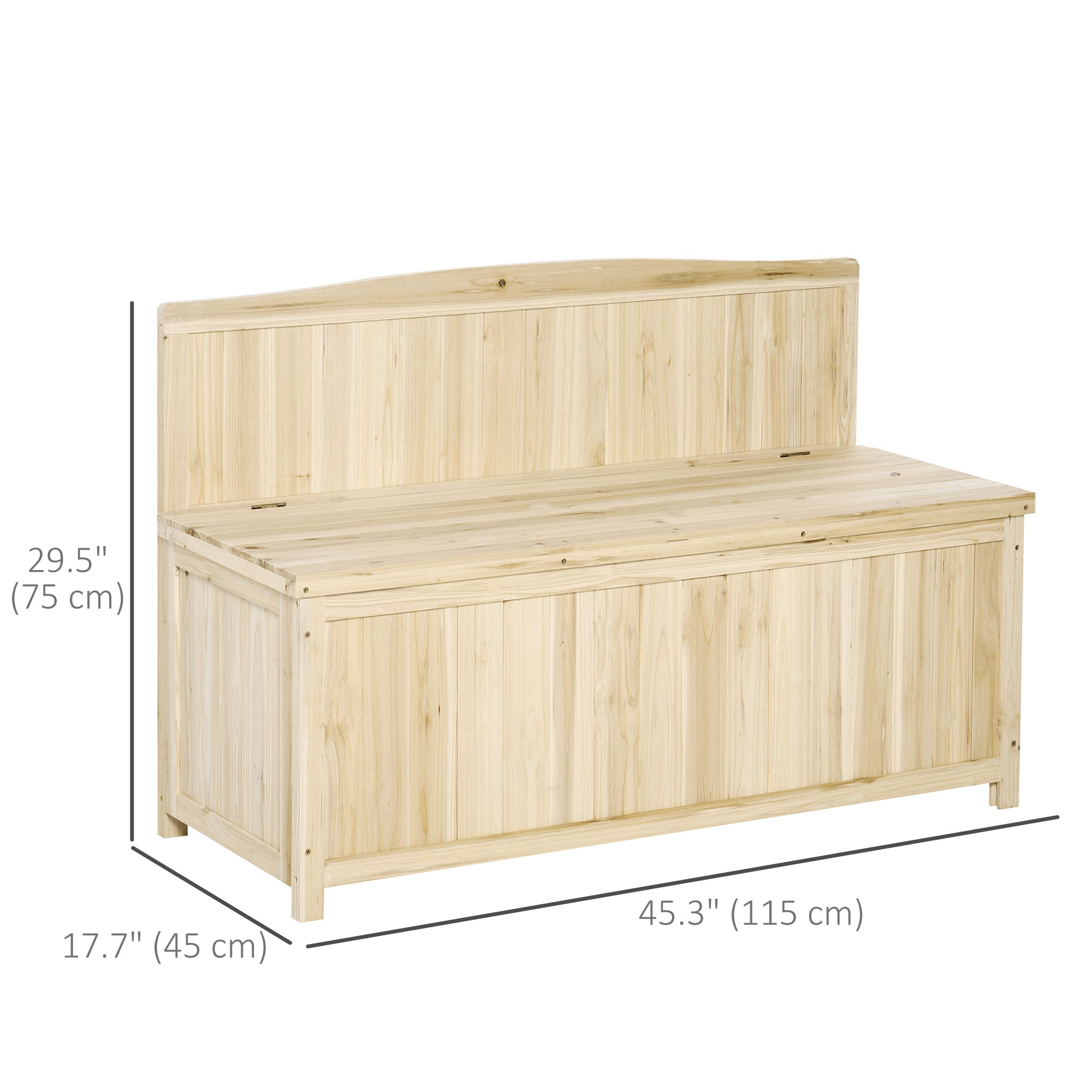 Wooden Outdoor Garden Bench with Storage Box, Outdoor Patio Seating, 45.3