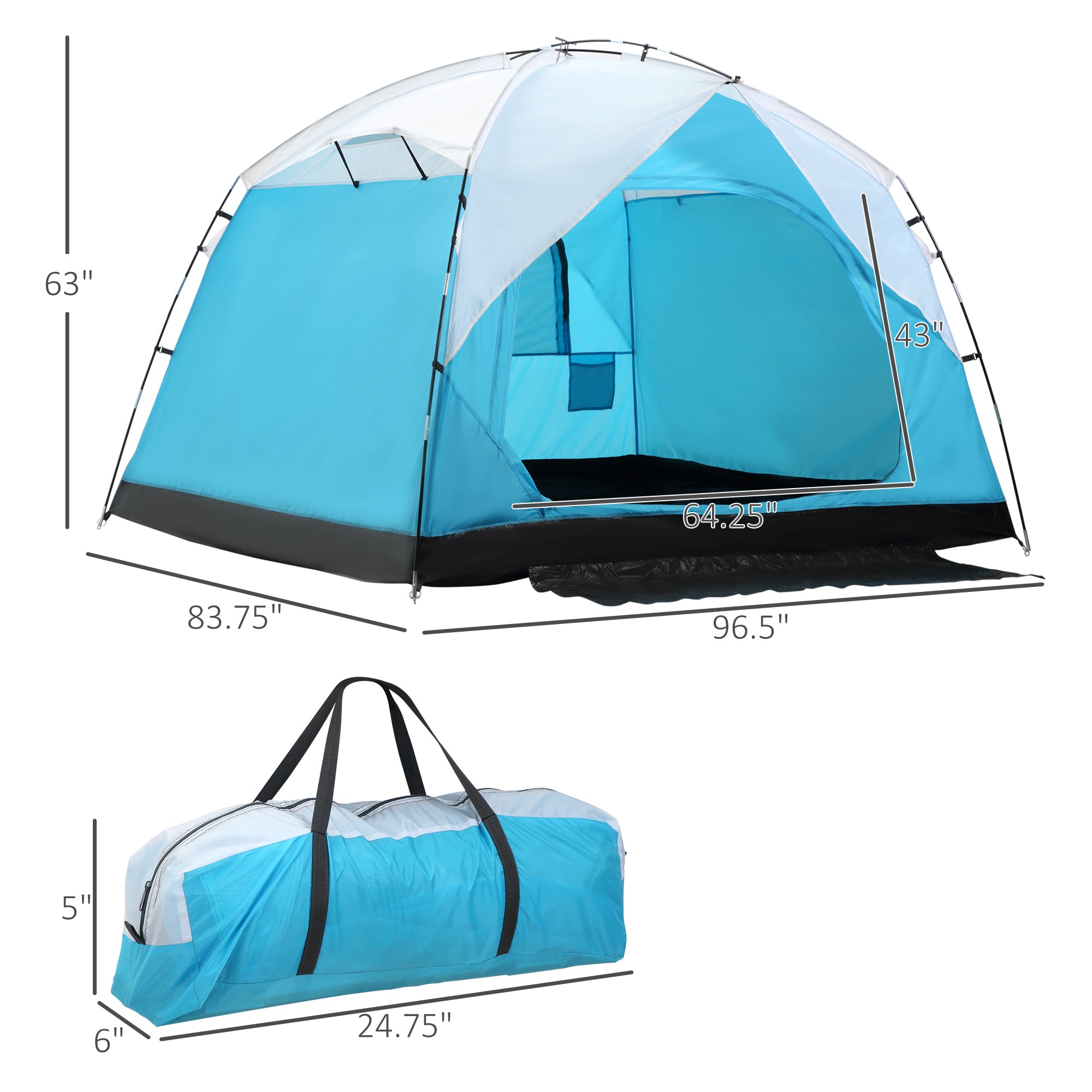 4 Person Camping Tent with Door Windows Backpacking Tent for Family Hiking Travel Hunting Picnic Blue and Grey Camping Tents   at Gallery Canada