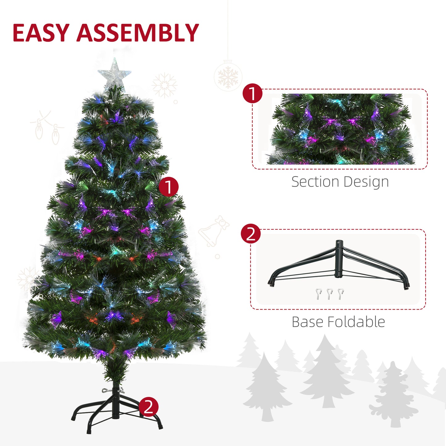 4ft Pre-Lit Optic Fiber Xmas Tree Artificial Spruce Tree Top Star Artificial Christmas Trees   at Gallery Canada