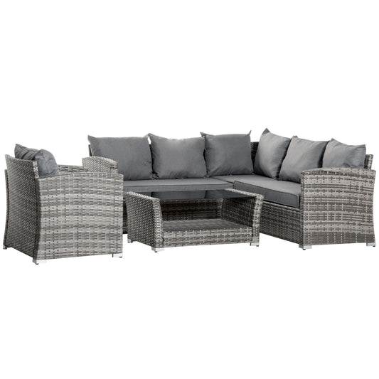 5-Piece Wicker Patio Furniture Set with Cushions and Coffee Table, Grey Patio Furniture Sets Multi Colour  at Gallery Canada