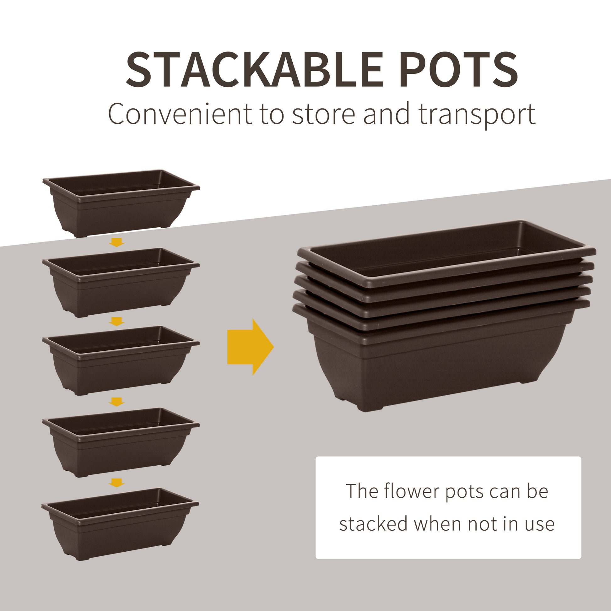 5-Tier Raised Garden Bed with 5 Planter Box, Outdoor Plant Stand Grow Containers with Leaking Holes, Brown Plant Stands   at Gallery Canada