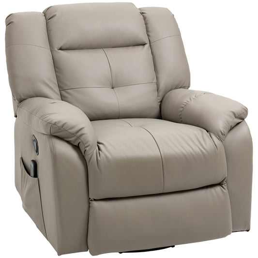 8-Point Vibration Massage Recliner Chair for Living Room, PU Leather Reclining Chair, Swivel Recliner with Remote Control, Rocking Function, Grey Single Sofas Grey  at Gallery Canada