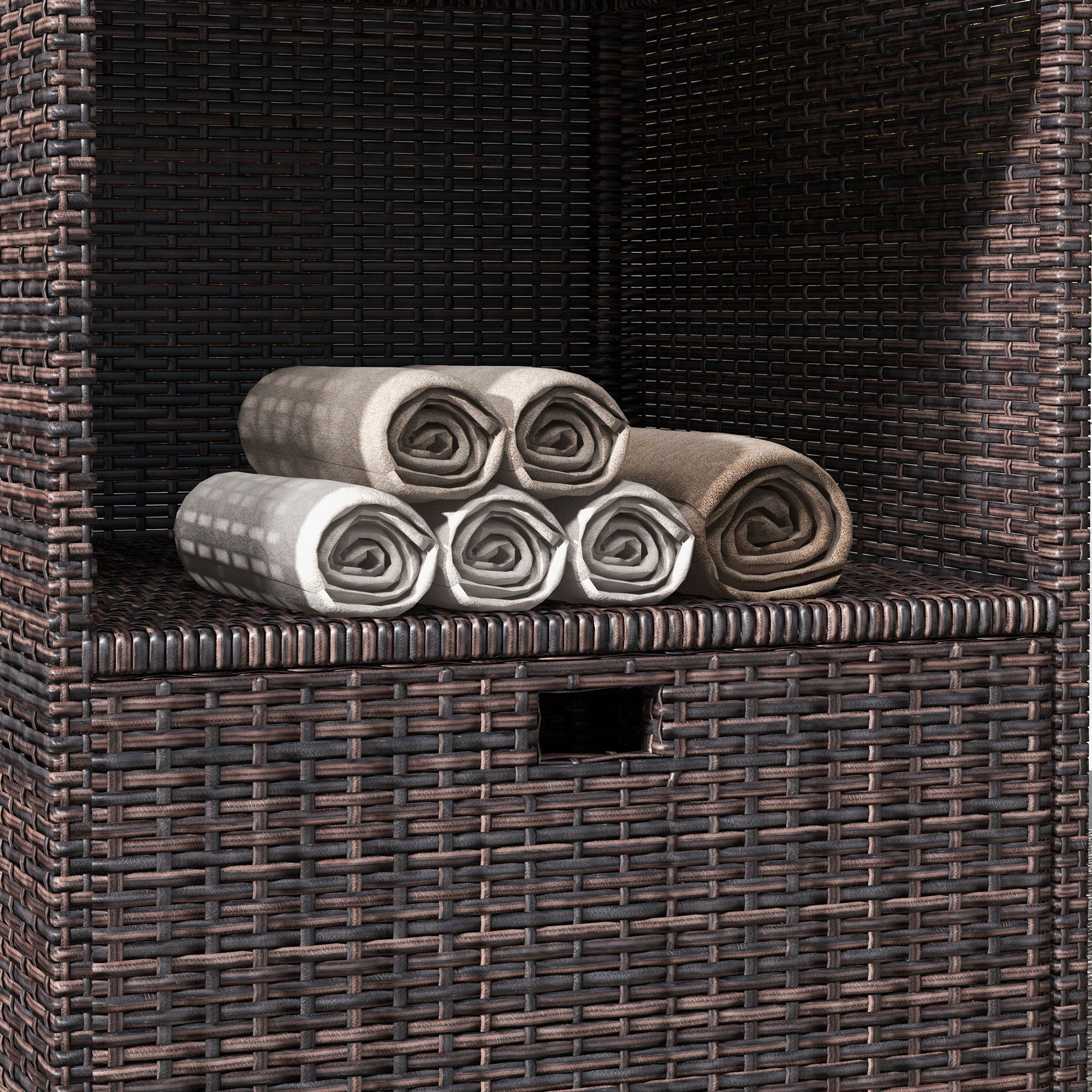 Rattan Wicker Outdoor Storage Cabinet with Shelf and Drawer, Mixed Brown Patio Storage Boxes   at Gallery Canada