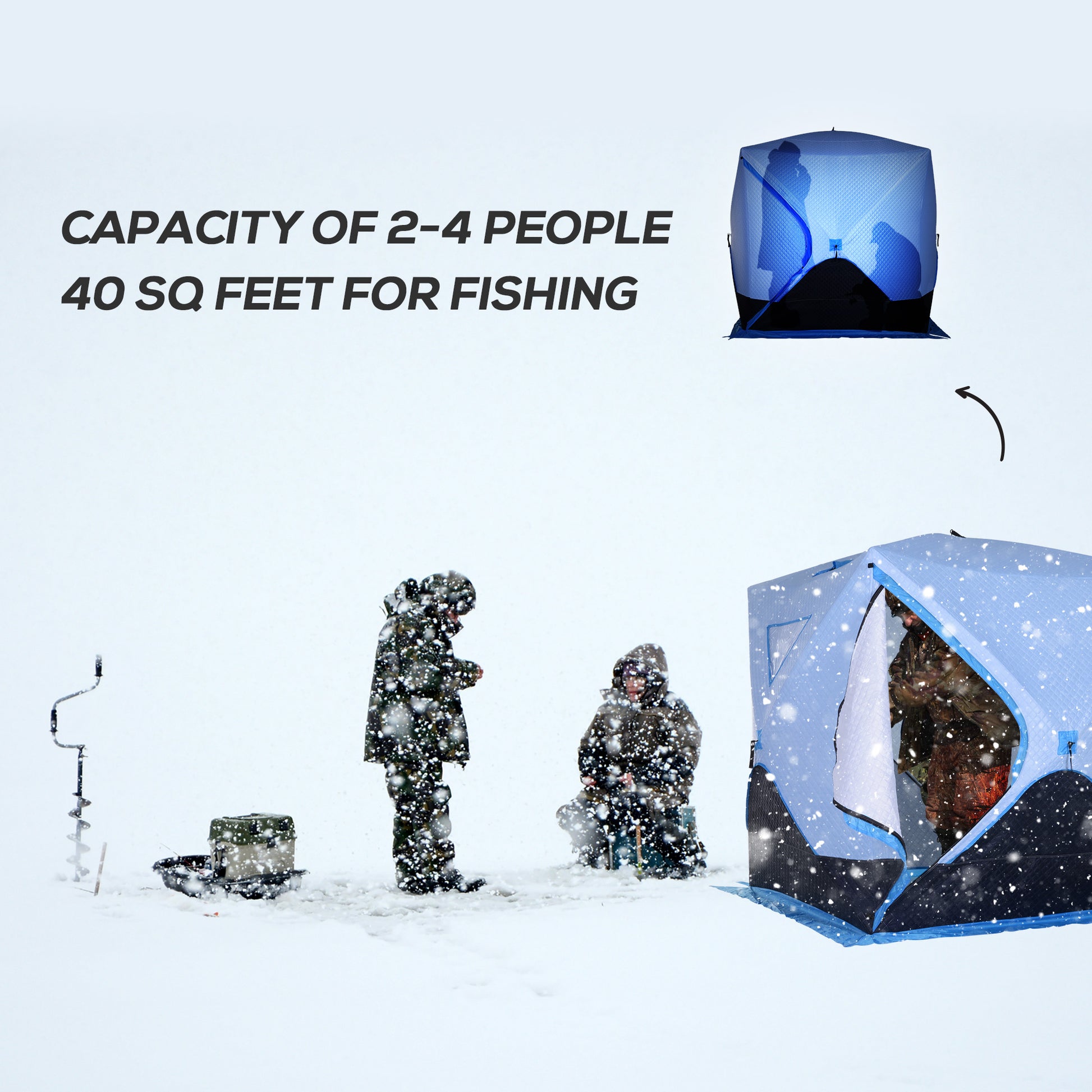 4-Person Pop-up Ice Fishing Tent, Insulated Ice Fishing Shelter with Ventilation Windows, Double Doors and Carry Bag, for Low-Temp -22℉ Ice Fishing Tents   at Gallery Canada