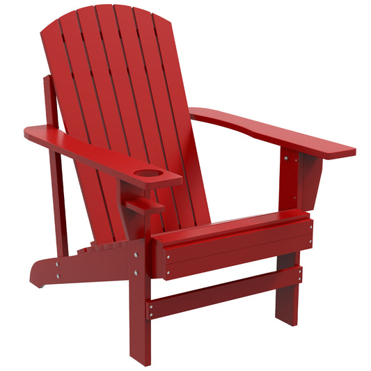 Classic Adirondack Chair, Muskoka Chairs, Garden Deck Chair with Cup Holder for Patio, Indoor, Backyard, Red - Gallery Canada
