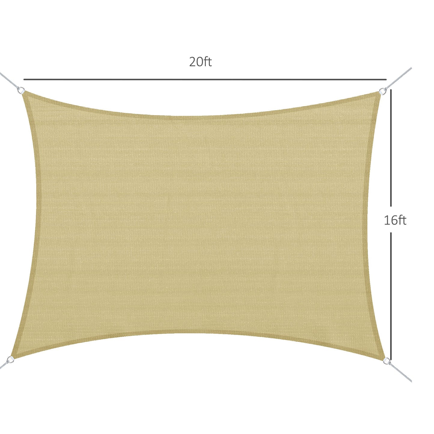 Rectangle 20'x 16' Sun Shade Sail Top Cover Fabric Outdoor Shelter Backyard Window Garden Sand Carrying Bag Sand Shade Sails   at Gallery Canada