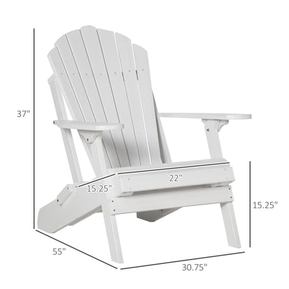 Adirondack Outdoor Patio, Porch, Poolside, Garden, Foldable Lounger Wooden Chair with Ottoman, White Patio Chairs   at Gallery Canada