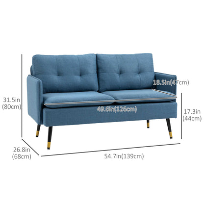 55" Loveseat Sofa for Bedroom, Modern Love Seats Furniture with Button Tufting, Upholstered Small Couch for Small Space, Dark Blue 2-Seater Sofas   at Gallery Canada