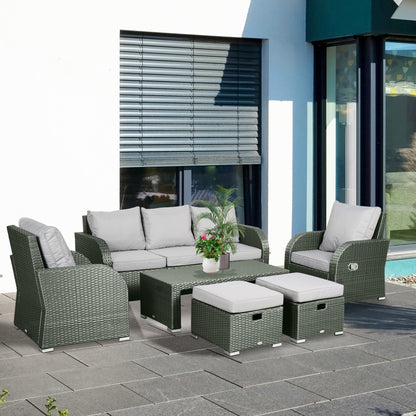 6 Pieces Patio Furniture Set, Outdoor rattan Sectional Furniture with recliner, for Lawn Garden Backyard Patio Furniture Sets   at Gallery Canada