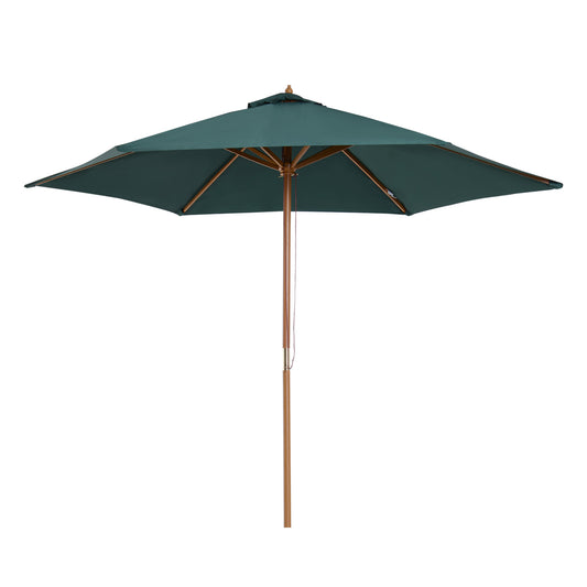 φ9' x 8' H Patio Umbrella, Market Umbrella with Hardwood Frame and Wind Vent, Outdoor Beach Parasol, Green - Gallery Canada