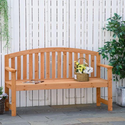 4.6Ft Garden Bench, 3 Seater Outdoor Patio Seat with Slatted Design for Park, Yard, Indoor, Orange - Gallery Canada