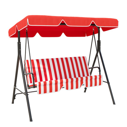 3-Seat Outdoor Swing Glider with Adjustable Canopy and Removable Cushion, Red Patio Swings with Stand Red and White  at Gallery Canada