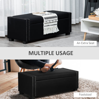 Upholstered Flip Top Storage Bench Fabric Ottoman for Bedroom, Living room, Dark Grey Storage Ottomans & Benches   at Gallery Canada