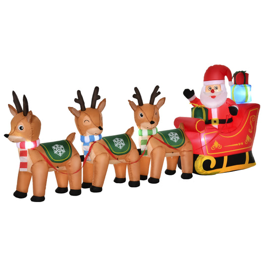 4.5ft Christmas Decoration with Santa Claus on Sleigh and 3 Deer Inflatable Santa Decor Built-in LED Lights Blow UP Decoration for Holiday Yard - Gallery Canada
