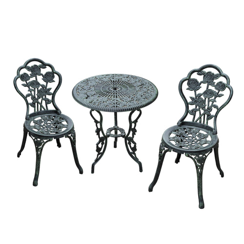 3 Pieces Patio Bistro Table and Chairs Antique Green