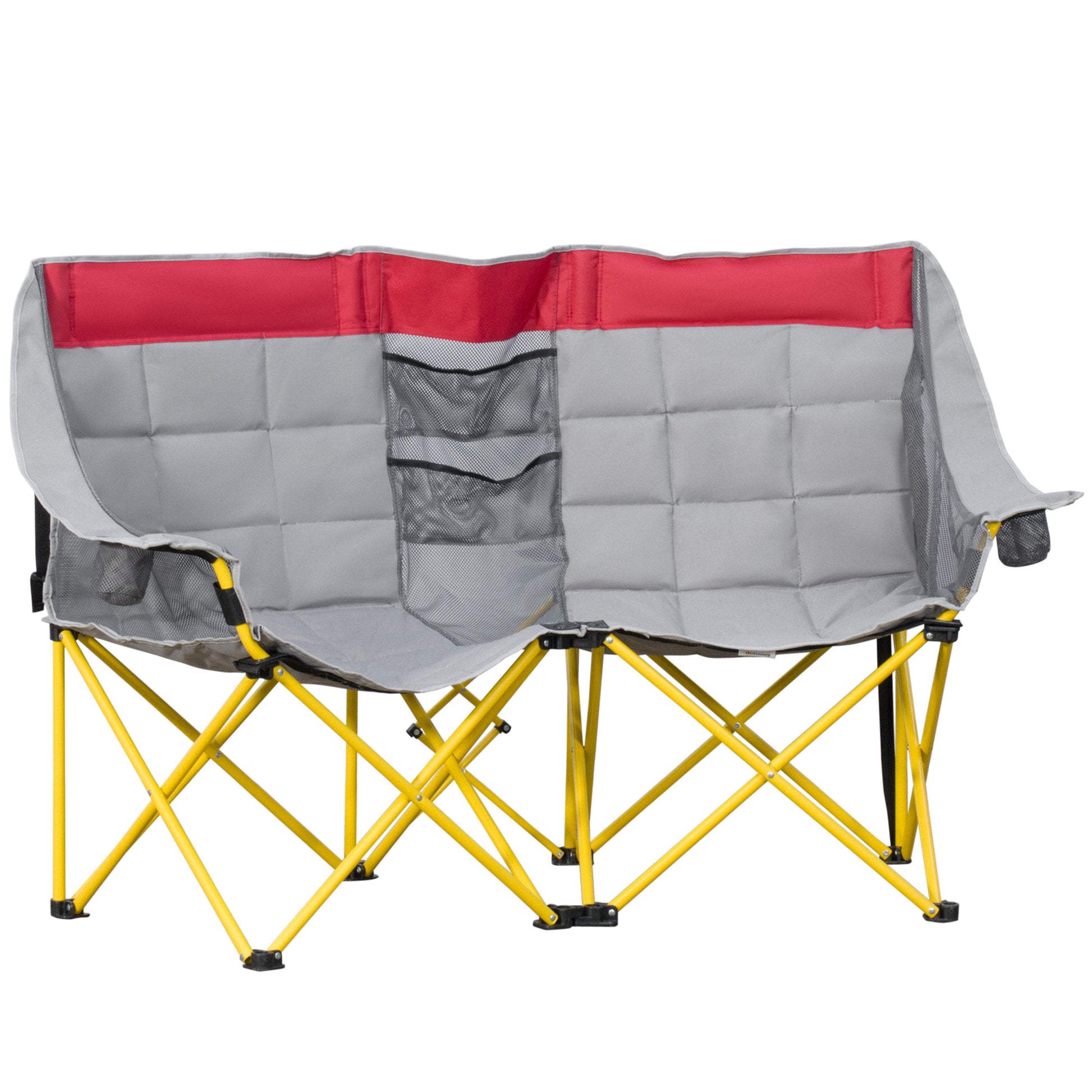 Compact Double Seat Camping Chair with Storage Pocket & Cup Holder, Red Picnic Tables & Camping Chairs Multi Colour  at Gallery Canada