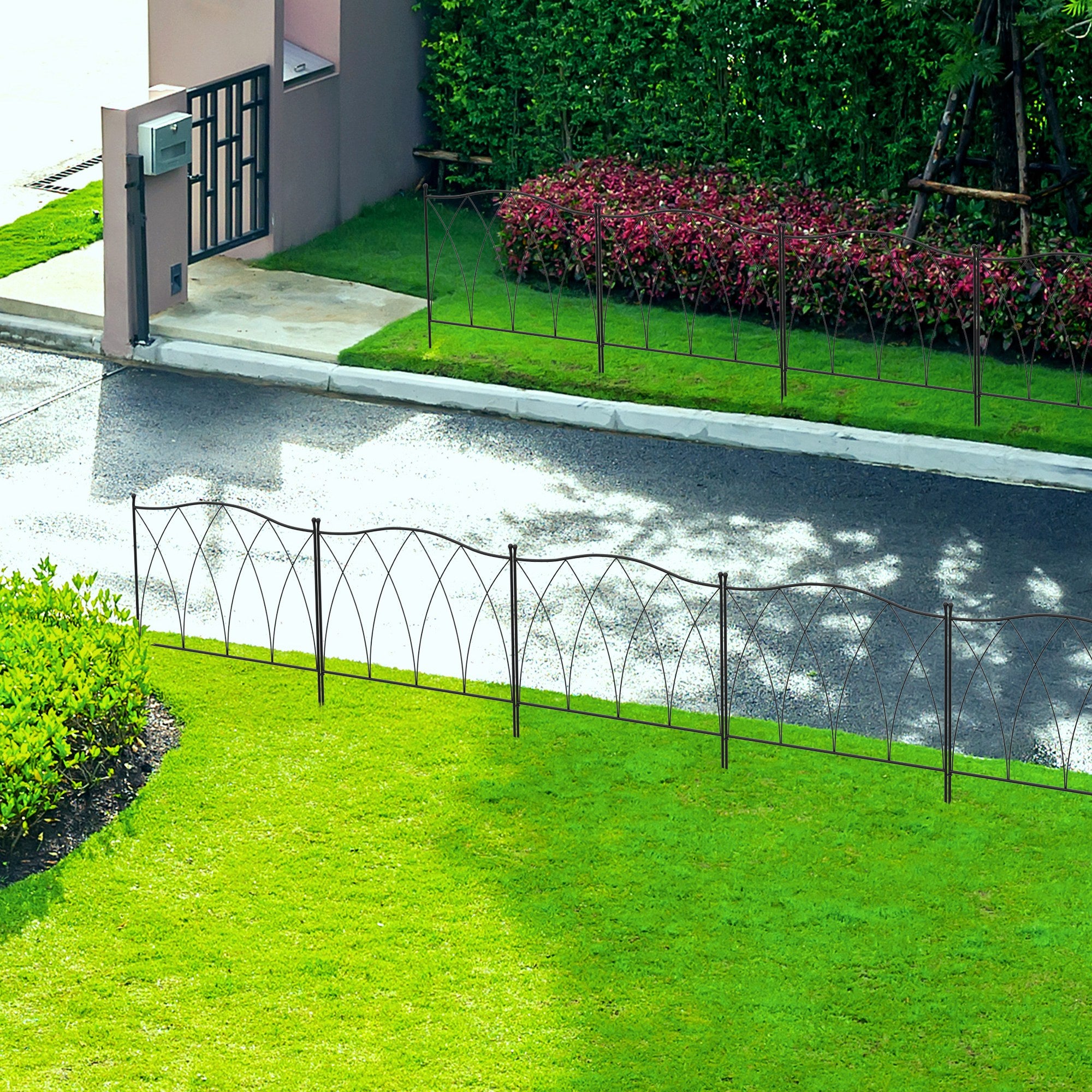 5PCs Outdoor Garden Fence Panels, Metal Wire Landscape Flower Bed Border Edging Animal Barrier, 24